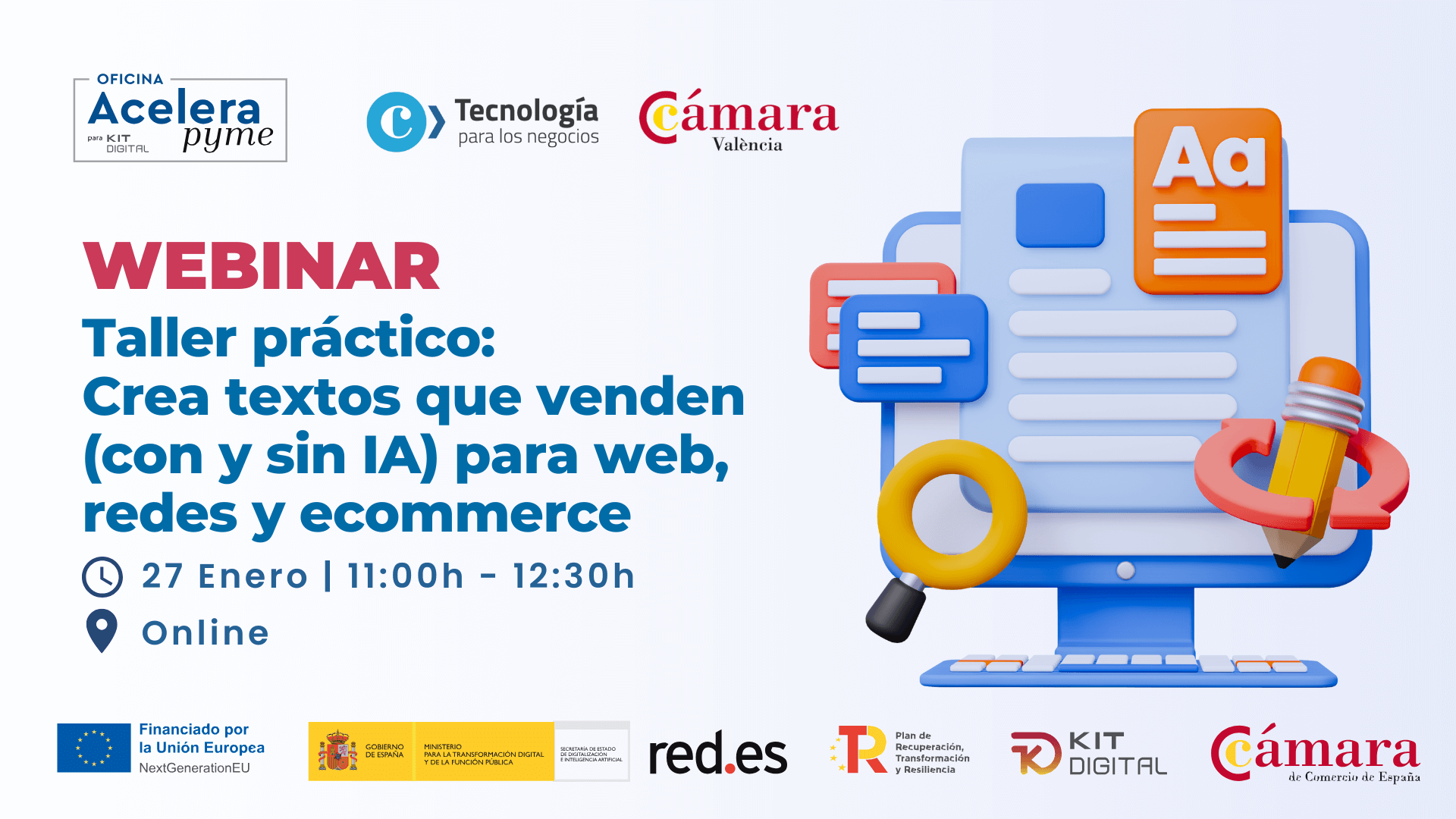 Taller práctico: crea textos que venden (con y sin IA) para web, redes y eCommerce